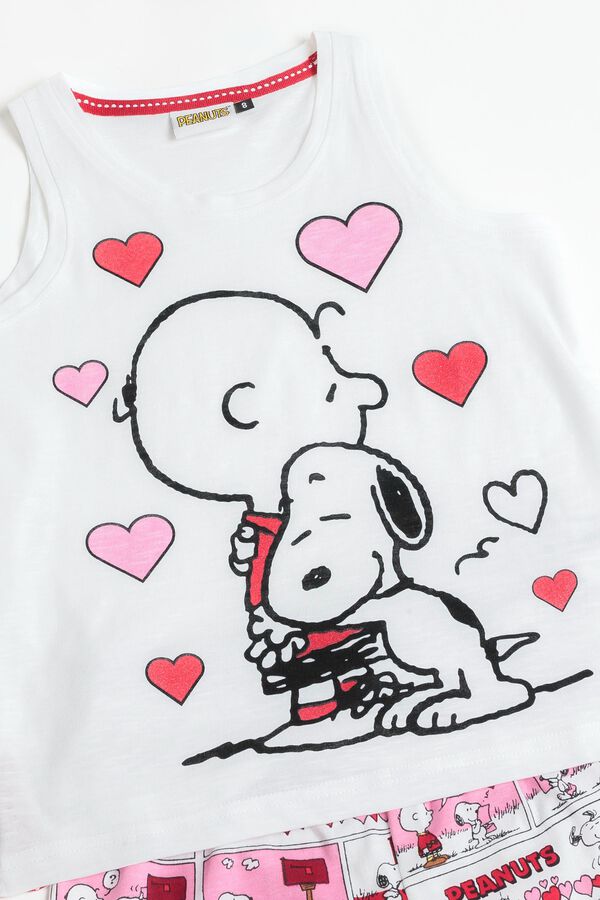 Admas Pijama corto Snoopy corazones blanco