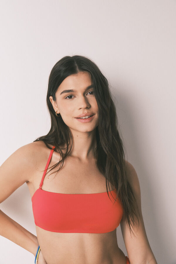 HI&BYE Crveni jednobojni top bikini bandeau Crvena