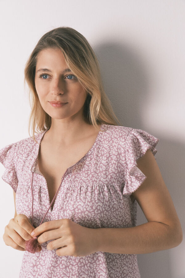 Women'secret Pink cotton "maternity" ruffle nightgown pink