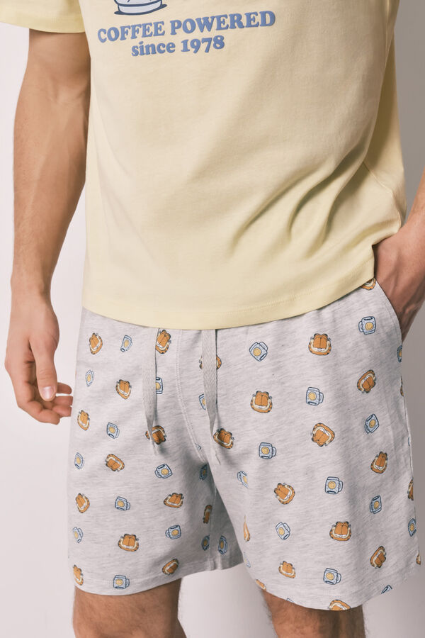 Women'secret 100% cotton men's short pyjamas GARFIELD yellow
