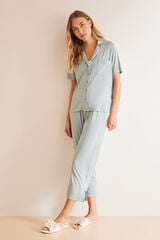 Womensecret Pijama camisero lunares azul Ecovero™ verde