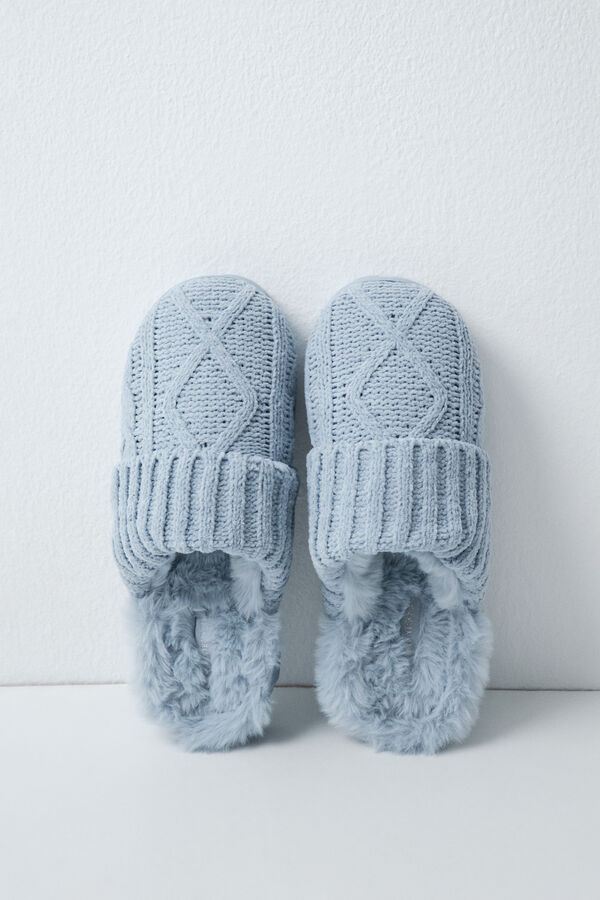 Women'secret Blue knit slippers blue
