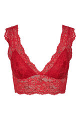Pieces Sujetador lencero con encaje y de tirantes. Escote de pico. rojo