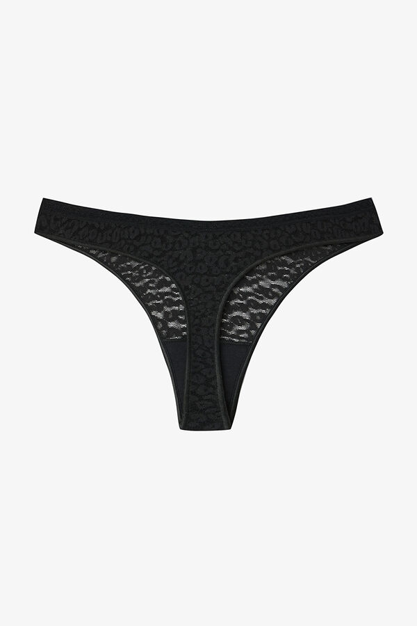 Penti Lace V Cut Normal Waist Thong Panties black
