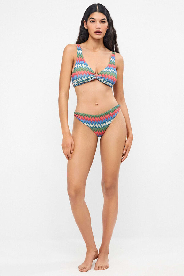 Gisela Zig zag print classic bikini bottoms white