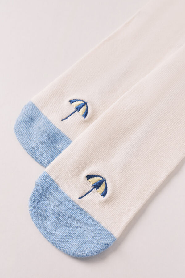Women'secret Embroidered umbrella short socks blue