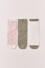 Women'secret Pink patterned and textured 3-pack ankle socks printed