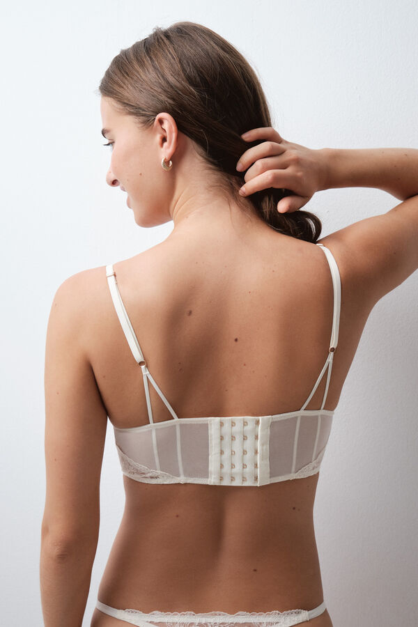 Women'secret White tulle and lace classic bra PRETTY beige