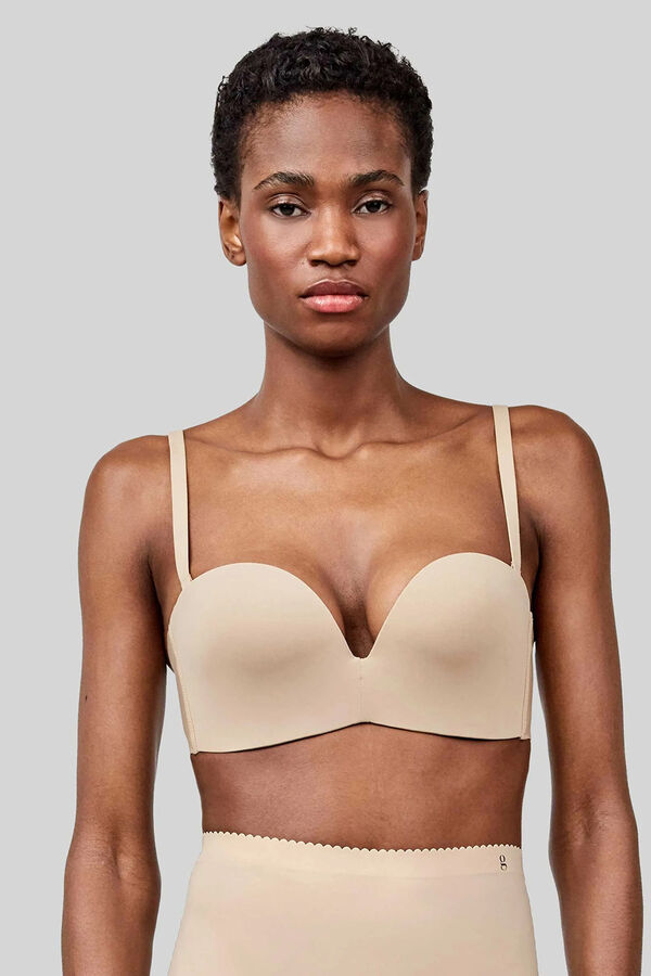 Gisela Removable extreme neckline bra Nude