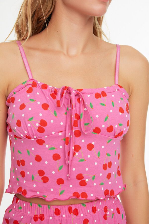 Trendyol Pijama de algod&oacute;n escote redondo estampado