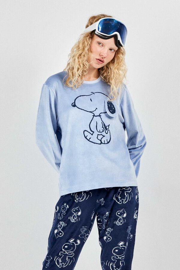 Gisela Snoopy long pyjamas with contrast print trousers blue