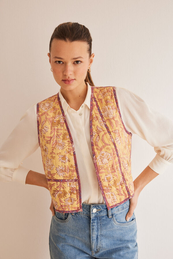 Womensecret Padded patchwork gilet printed