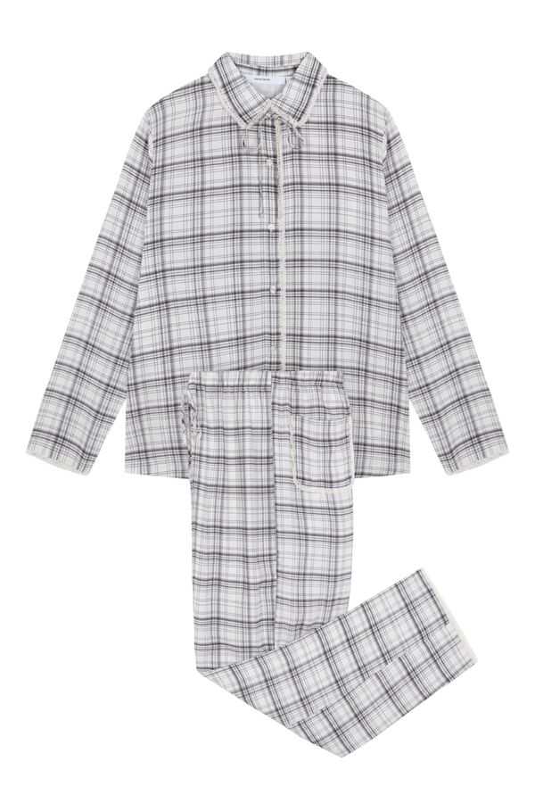 Women'secret Plaid classic pyjamas with lace details white