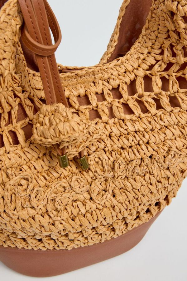 Pepe Jeans Rafia crossbody tote bag with handles mink