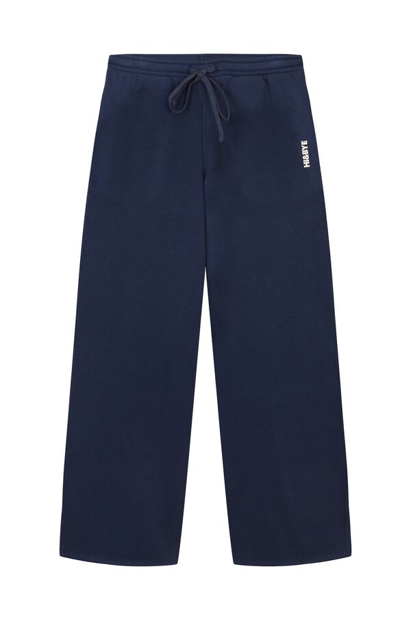 HI&BYE Blue fleece long trousers blue