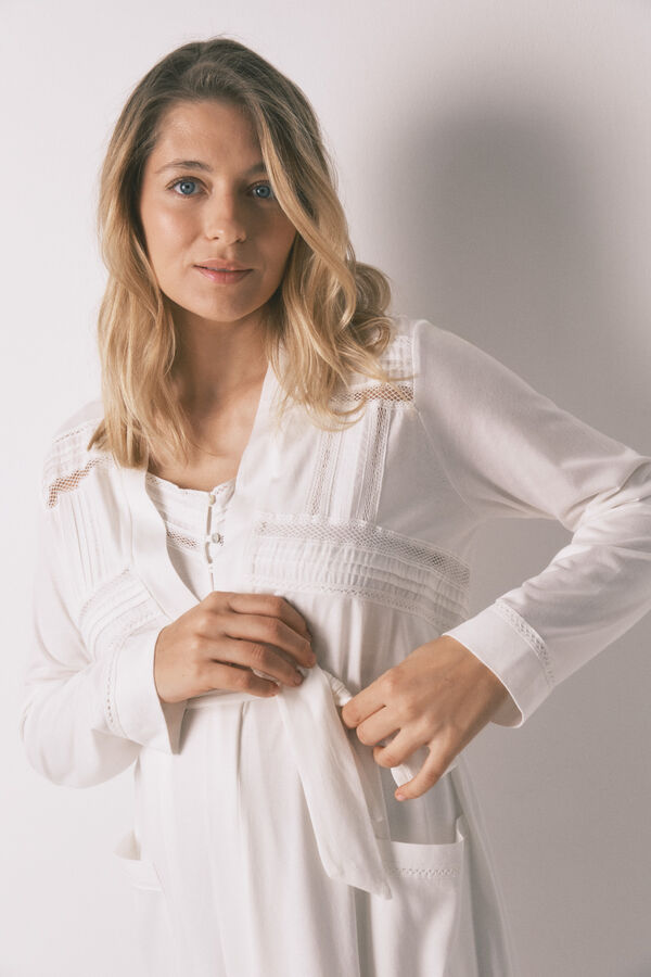 Women'secret White cotton midi robe maternity beige