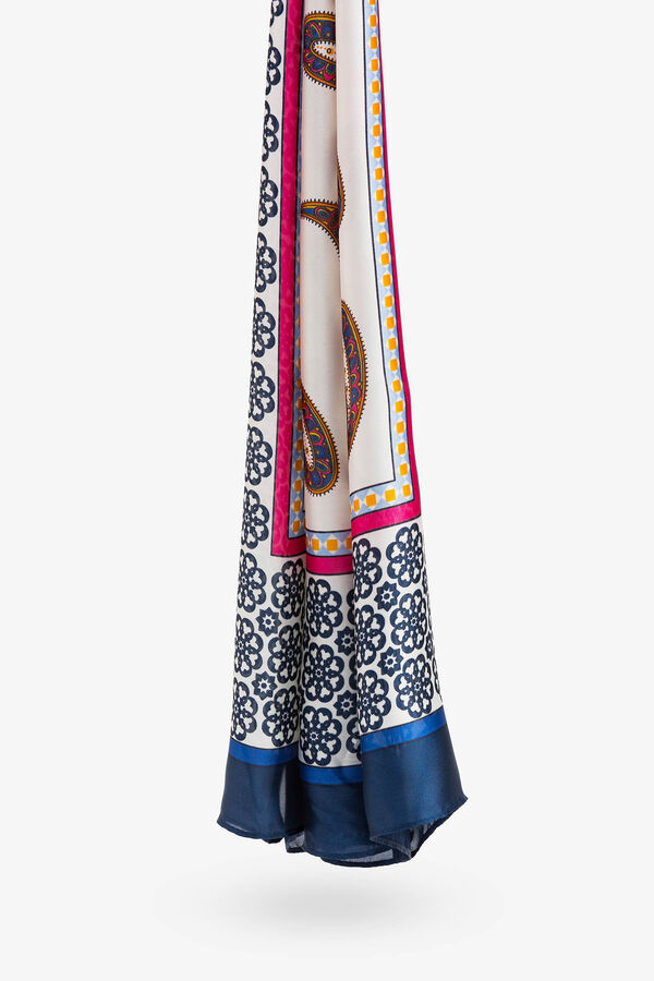 Vilanova Len&ccedil;o de cetim com estampa paisley azul