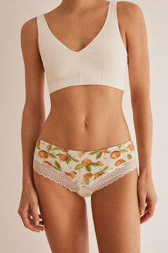 Womensecret Wide Brazilian lace panty with oranges motif brown