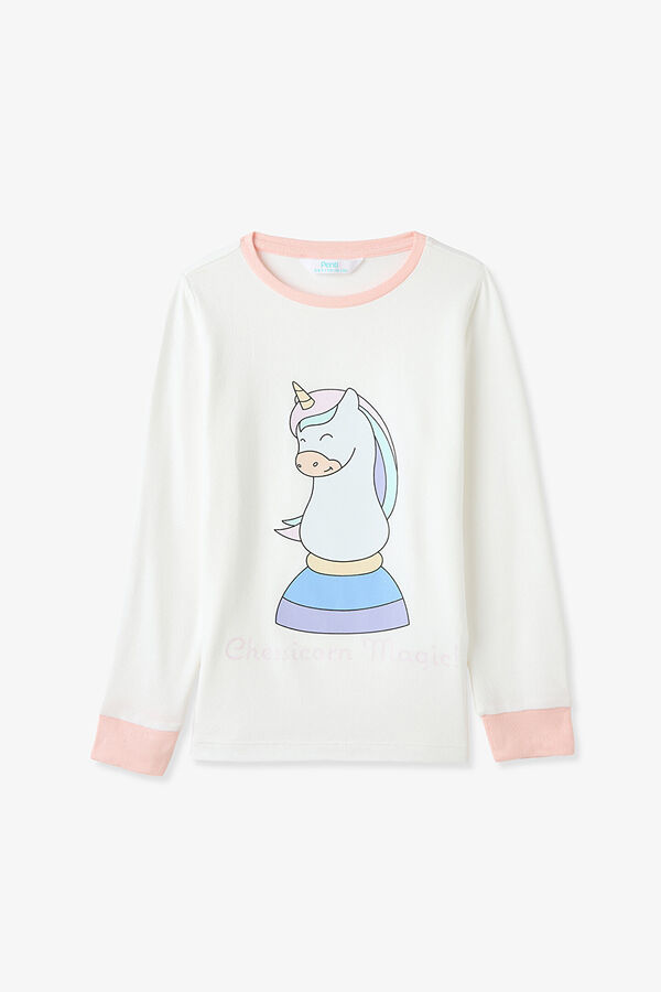 Penti Conjunto de pijama de unicornio Chesscorn para ni&ntilde;as marfil