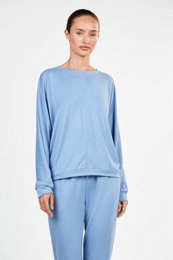 Gisela Plain knit long pyjamas blue