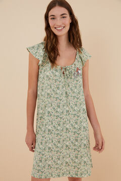 Womensecret Snoopy short floral 100% cotton nightgown green
