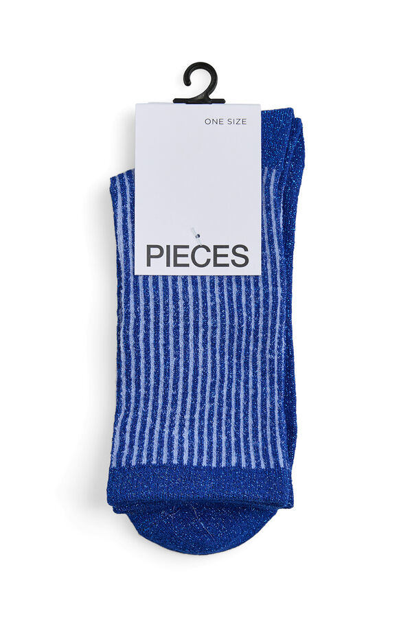Pieces Lurex Socken Blau