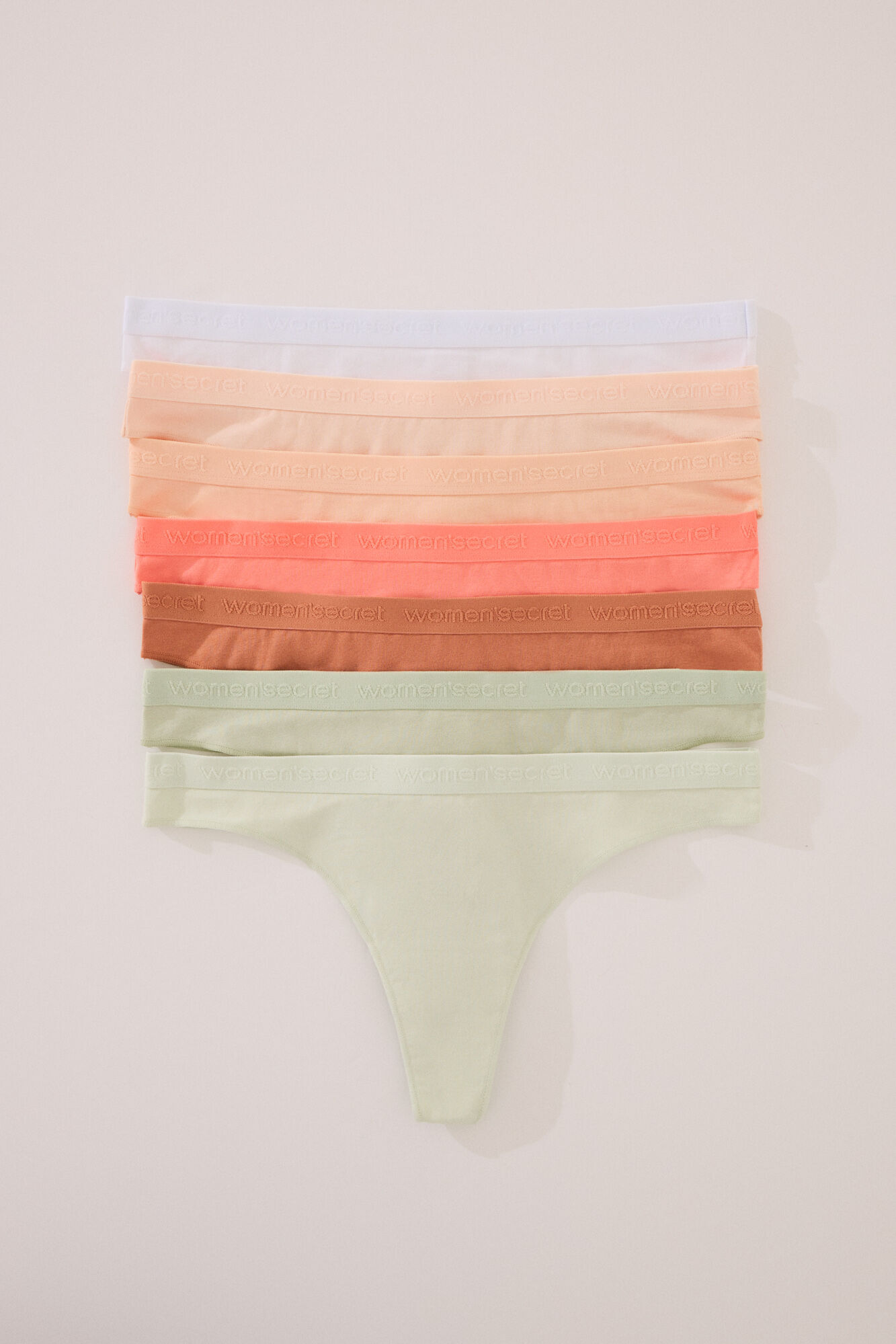 Women'secret Pack of 7 multicoloured cotton thongs