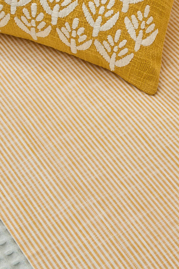 Womensecret Linen-effect striped cotton sheet imprimé