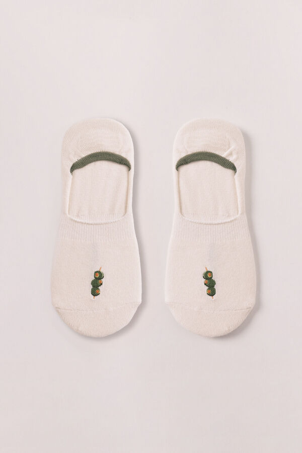 Women'secret Meias invis&iacute;veis bordado azeitonas cru