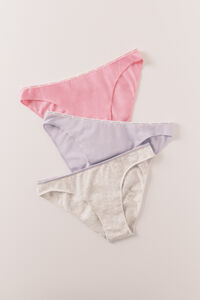 HI&BYE Pink, grey and blue cotton classic panties 3-pack