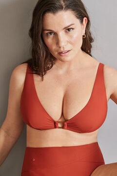Womensecret Orange halterneck bikini top with ring red