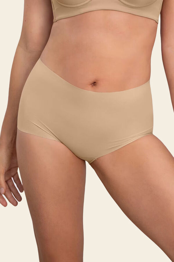 Leonisa Cueca boxer de cintura alta com efeito invis&iacute;vel bege