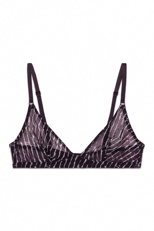 Women'secret Burgundy tulle printed triangle bra NATURAL brown