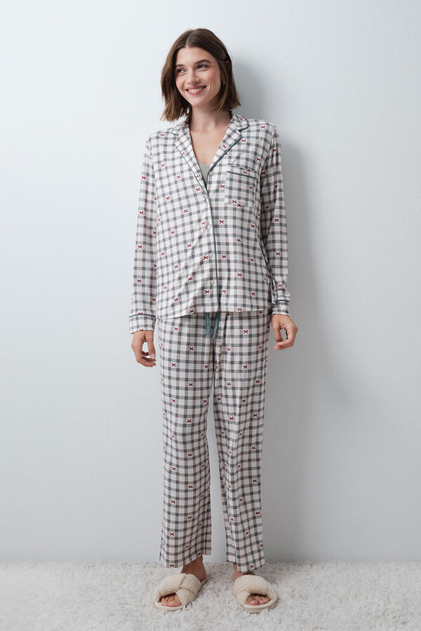 Women'secret Plaid classic pyjamas with bows printed