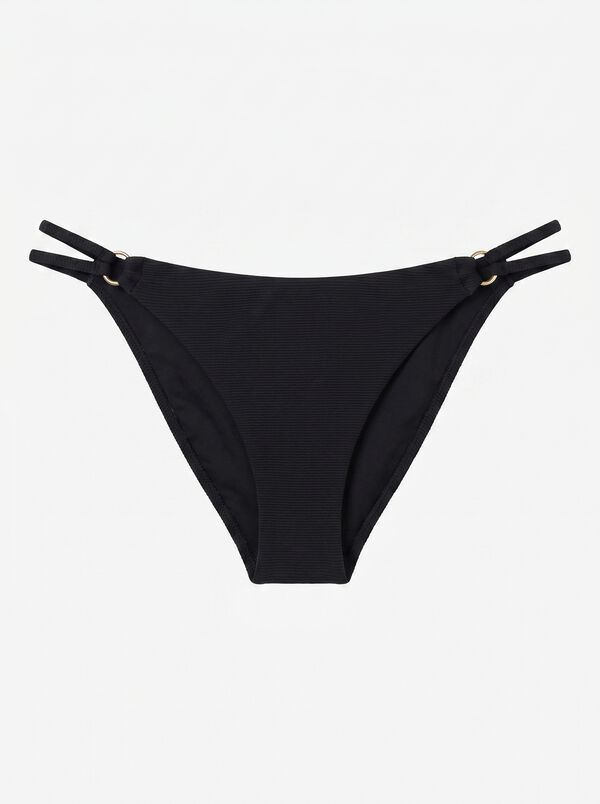 Women'secret Crne klasične rebraste lurex gaćice bikinija Crna