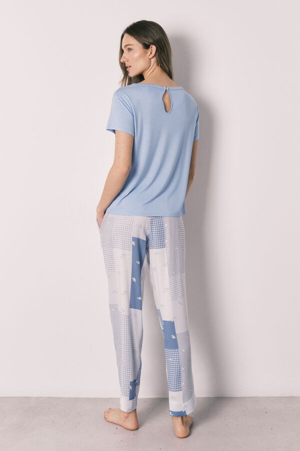 Women'secret Długa piżama Cinnamoroll Patchwork niebieski