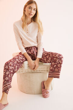 Womensecret Maroon floral long trousers brown