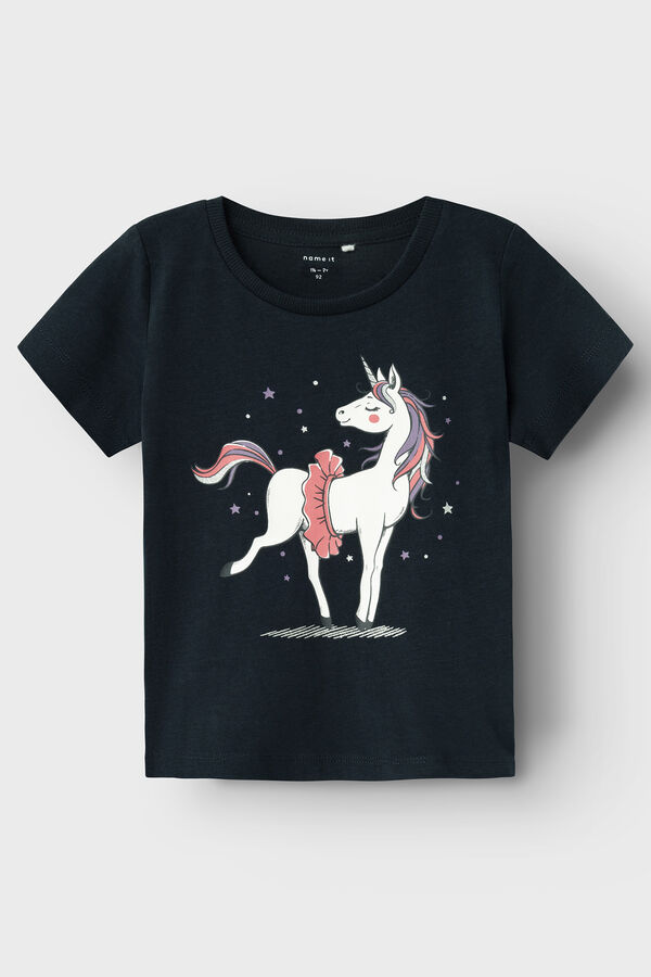 Womensecret Camiseta niña unicornio azul
