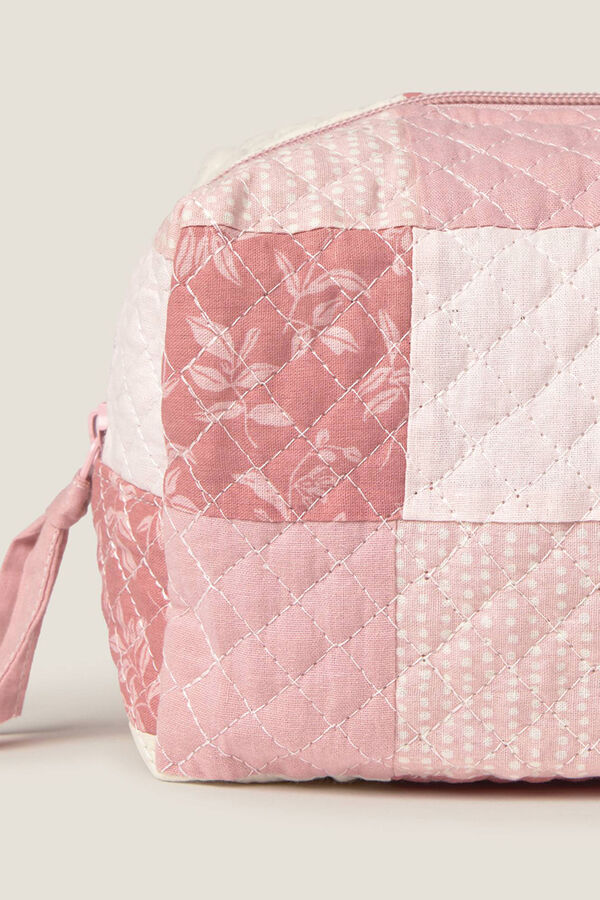 Textura Neceser patchwork flores rosa