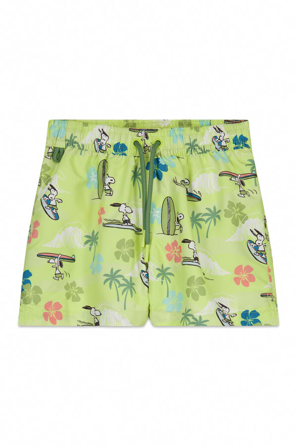 Women'secret Snoopy tropical print kid's swimwear green