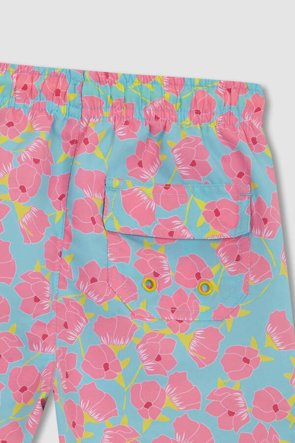 Womensecret Light blue floral print swim shorts bleu