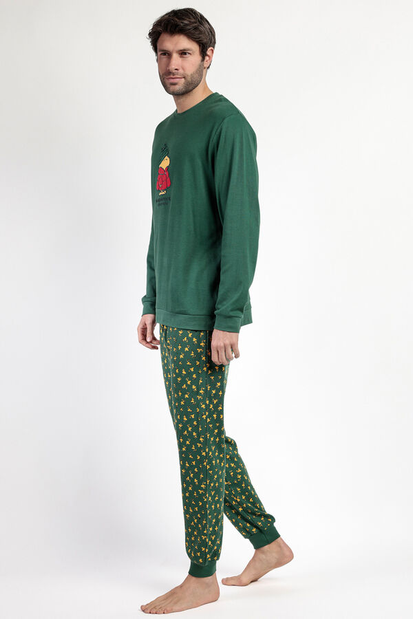 Admas Pijama largo Snoopy 100% algod&oacute;n para hombre verde