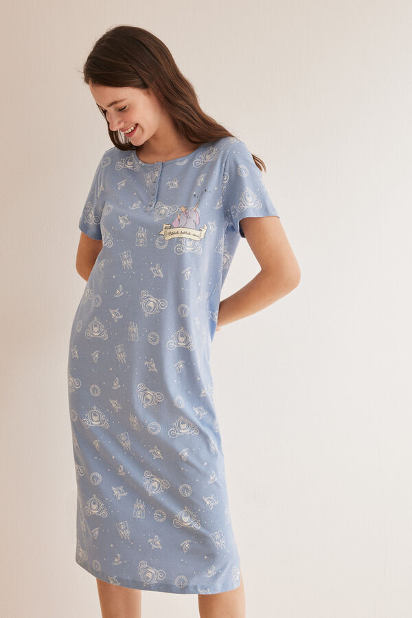 Womensecret Nachthemd 100 % Baumwolle Disney Aschenputtel Blau
