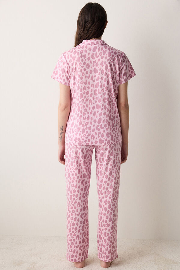 Penti Pink leopard long classic pyjamas set pink