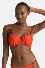 Womensecret Top de bikini estilo bandeau con relleno fino naranja