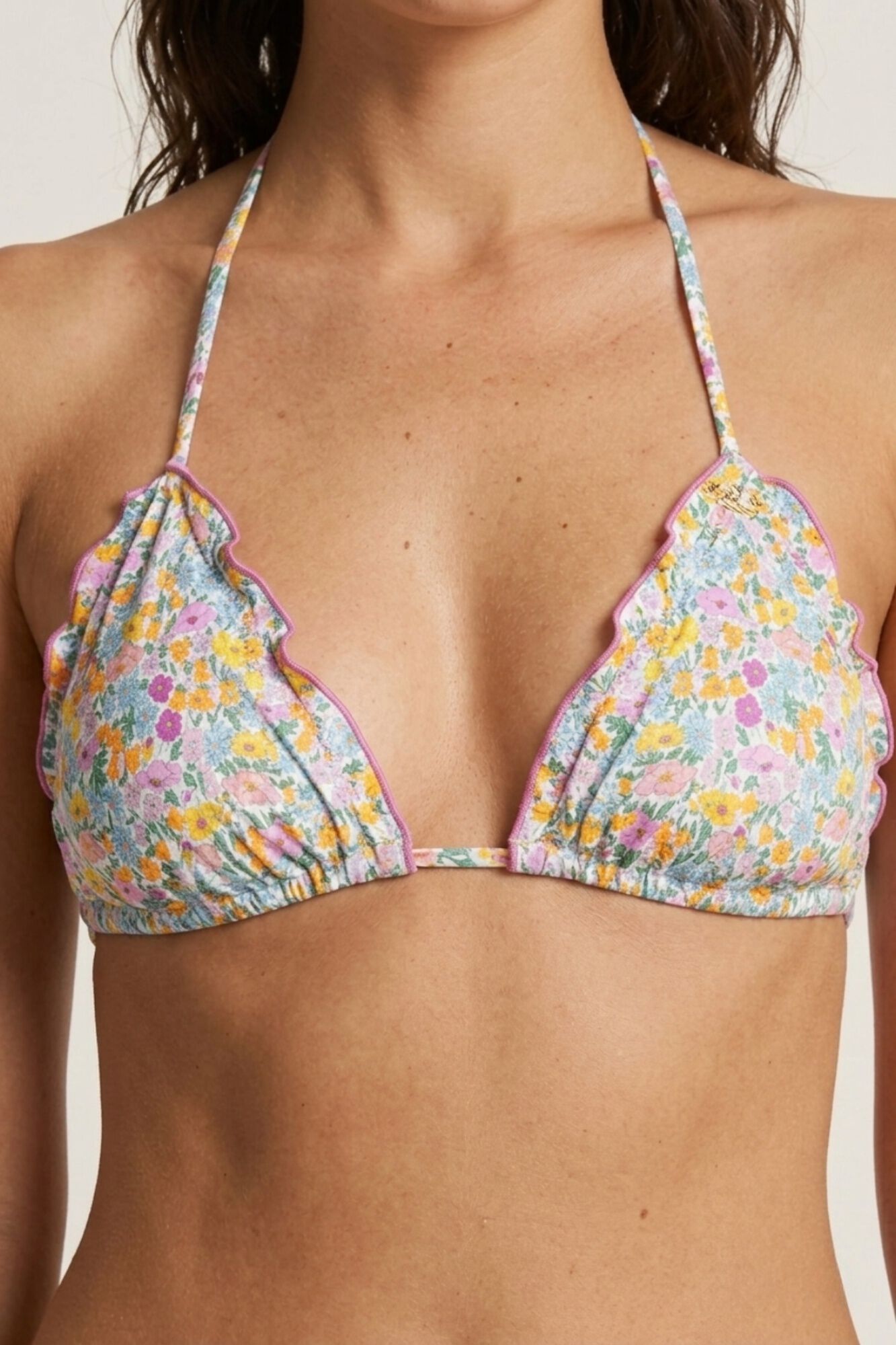 Bohodot Top bikini triangular volante floral