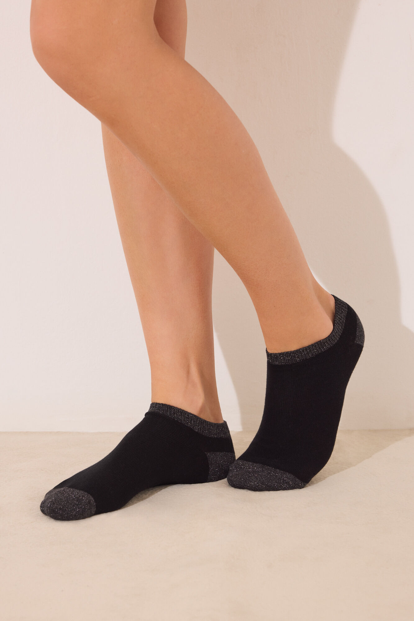 Women'secret Short black lurex socks