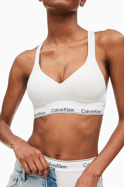 Womensecret Top pré-formado de algodão com cós da Calvin Klein branco