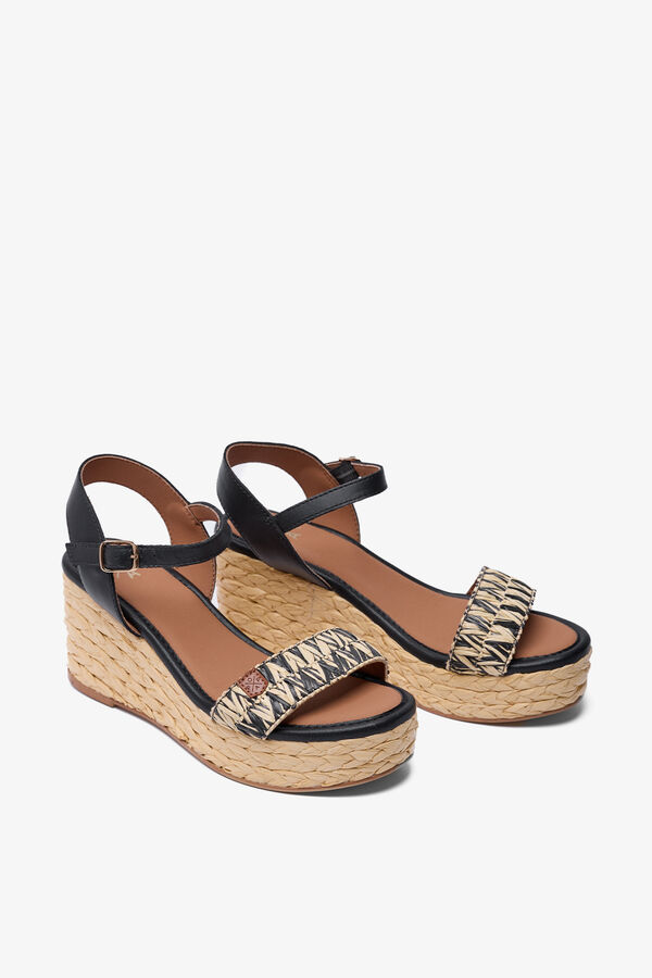 Popa Sakarun raffia low wedge sandal black