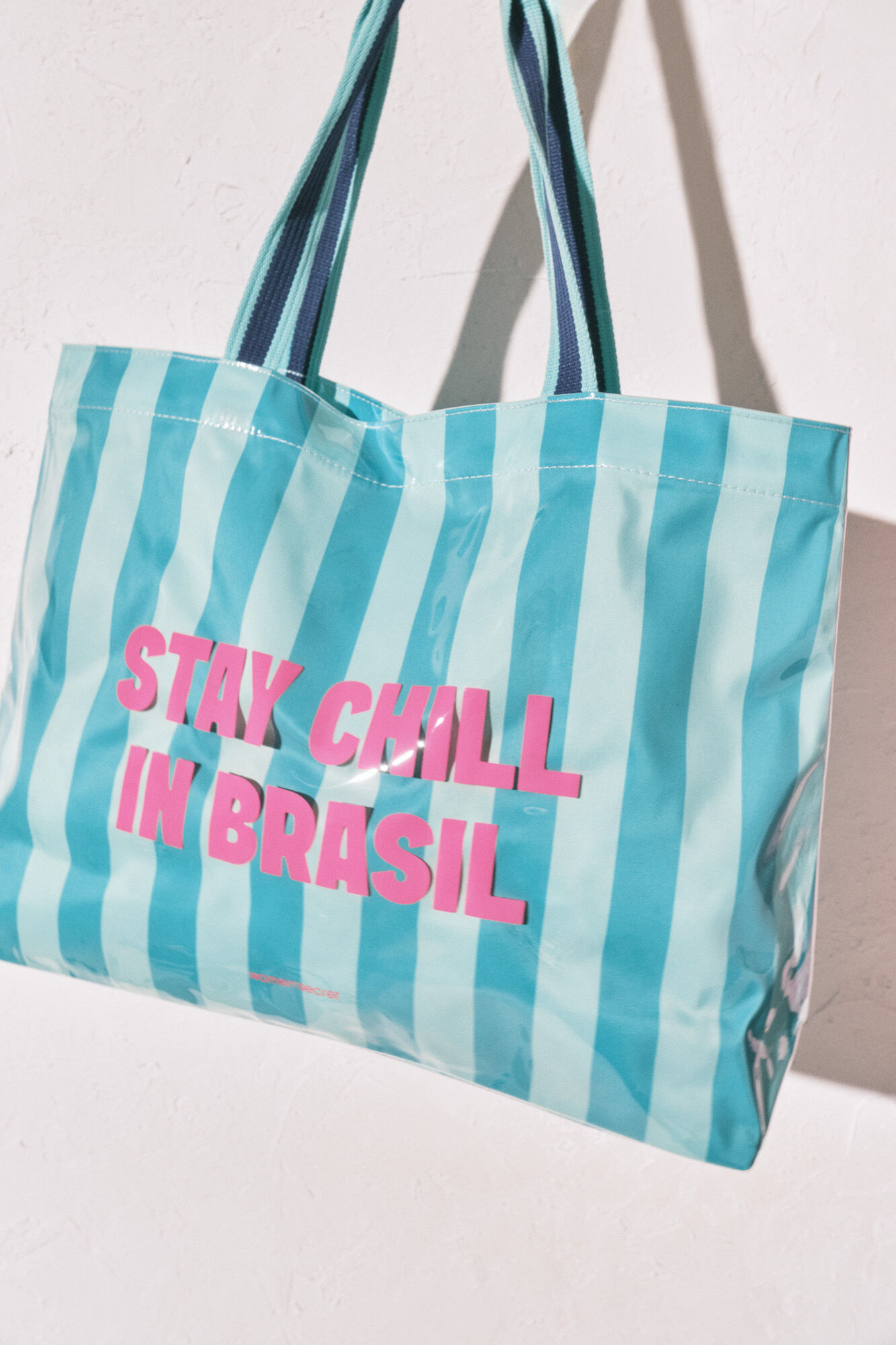 Women'secret Bolsa playa rayas verde